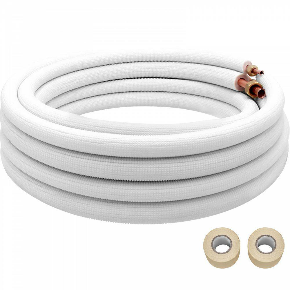 Mini Split Copper Line Set 24.6ft Length, 1/2″ & 1/4″ OD Copper Pipes for Mini Split Air Conditioner, Flared Copper Lines White Mini Split Line Set for Heat Pump System Line Set for 12000 BTU  |  Air Conditioners & Accessories Air Conditioners & Accessories Air Conditioners & Accessories