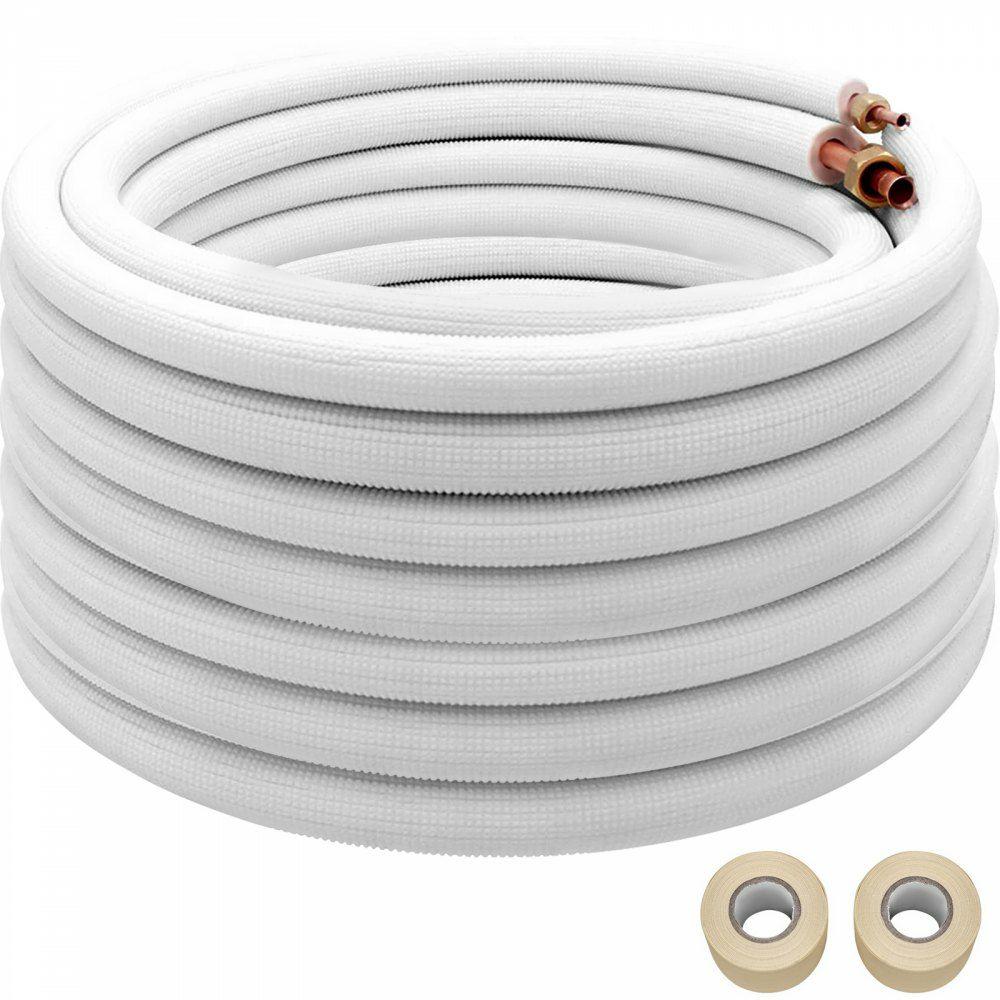 Mini Split Copper Line Set 49.2ft Length, 3/8″ & 5/8″ OD Copper Pipes for Mini Split Air Conditioner, Flared Copper Lines White Mini Split Line Set for Heat Pump System Line Set for 24000 BTU  |  Air Conditioners & Accessories Air Conditioners & Accessories Air Conditioners & Accessories