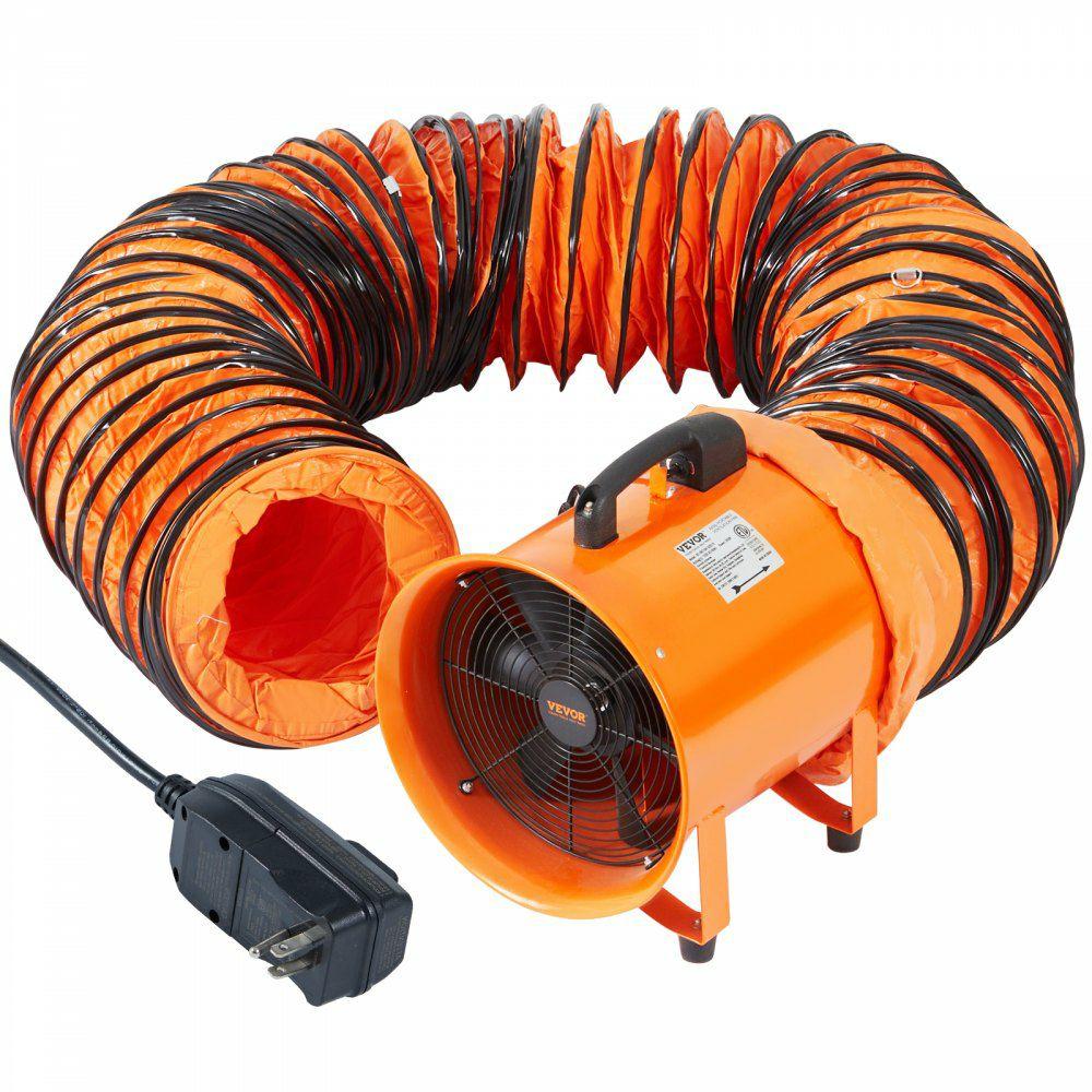 Portable Ventilator, 10 inch Heavy Duty Cylinder Fan with 33ft Duct Hose, 350W Strong Shop Exhaust Blower 1948CFM, Industrial Utility Blower for Sucking Dust, Smoke, Smoke Home/Workplace  |  Ventilation Equipment & Supplies Heating & Cooling Portable Utility Blower