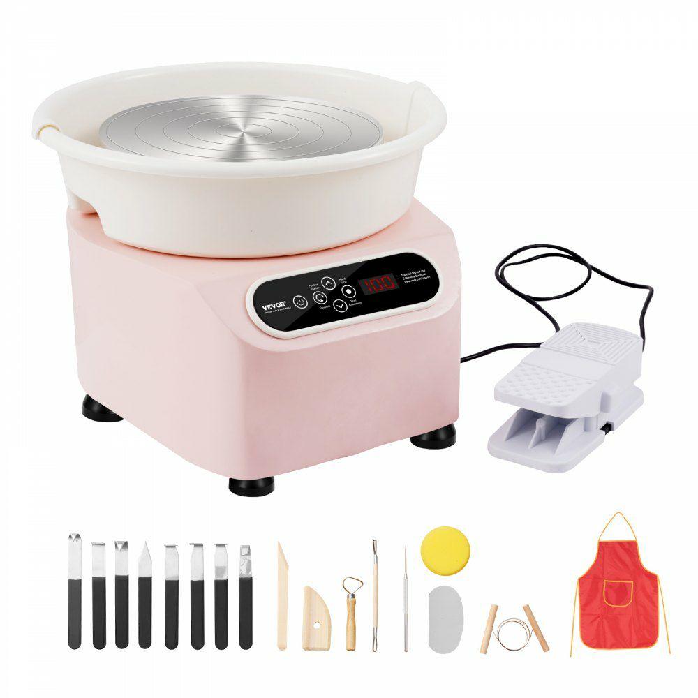 Pottery Wheel, 11 inch Pottery Forming Machine, 350W Electric Wheel for Pottery with Foot Pedal and LCD Touch Screen, Direct Drive Ceramic Wheel with Shaping Tools for DIY Art Craft, Pink  |  Ceramics & Pottery Crafts Arts & Crafts & Sewing Ceramics & Pottery Crafts