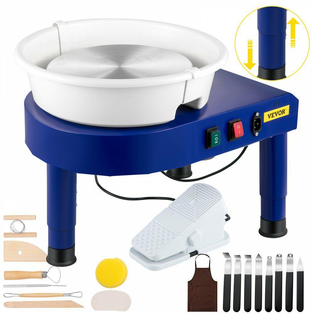 Pottery Wheel, 14in Ceramic Wheel Forming Machine, 0-300RPM Speed 0-7.8in Lift Table Electric Clay Machine, Foot Pedal Detachable Basin Sculpting Tool Accessory Kit for Work Home Art Craft DIY Blue |  Ceramics & Pottery Crafts Arts & Crafts & Sewing Blue