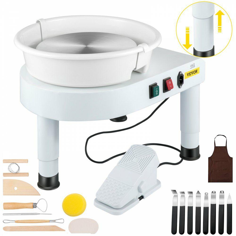 Pottery Wheel, 14in Ceramic Wheel Forming Machine, 0-300RPM Speed 0-7.8in Lift Table Electric Clay Machine, Foot Pedal Detachable Basin Sculpting Tool Accessory Kit for Work Home Art Craft DIY White |  Ceramics & Pottery Crafts Arts & Crafts & Sewing Ceramics & Pottery Crafts