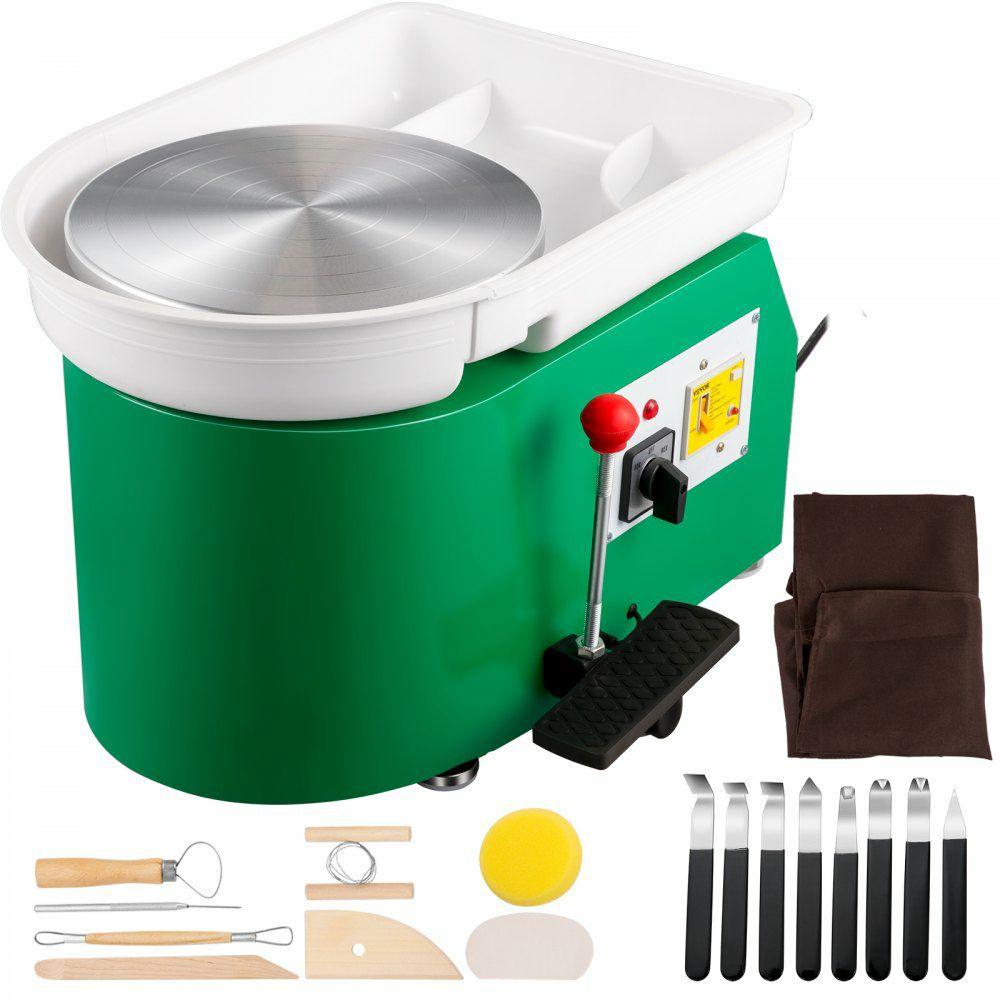 Pottery Wheel 28cm Pottery Forming Machine 350W Electric Pottery Wheel with Adjustable Feet Lever Pedal DIY Clay Tool with Tray for Ceramic Work Clay Art DIY Clay Green, 18 Piece Green |  Ceramics & Pottery Crafts Arts & Crafts & Sewing Ceramics & Pottery Crafts