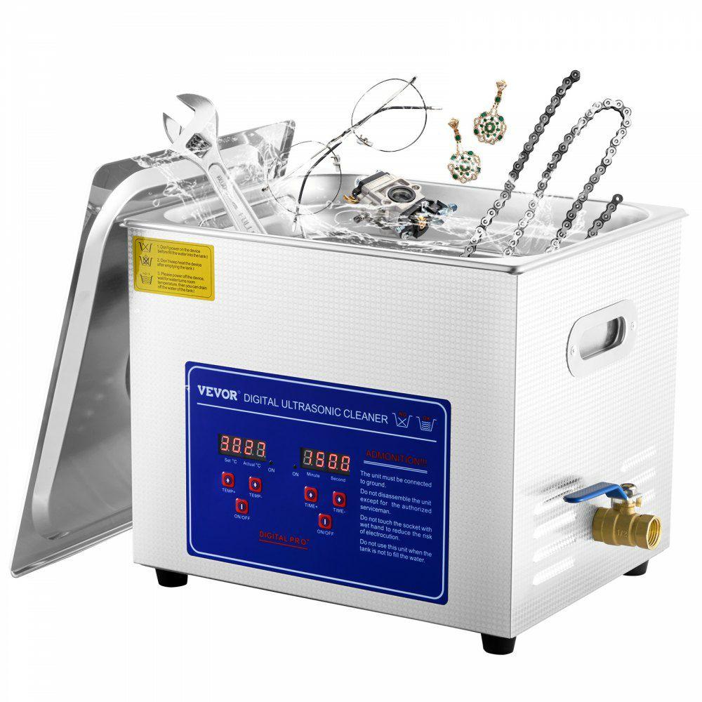 Professional Ultrasonic Cleaner, 10L Ultrasonic Jewelry Cleaner with Digital Timer & Heater, Stainless Steel Industrial Sonic Cleaner 40kHz for Glasses, Watches, Rings, Small Parts  |  Cleaning Equipment Cleaning Equipment Cleaning Equipment