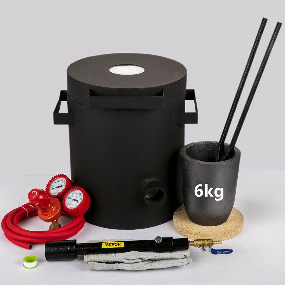 Propane Melting Furnace, 2462°F, 6 KG Metal Foundry Furnace Kit with Graphite Crucible and Tongs, Casting Melting Smelting Refining Precious Metals Like Gold Silver Aluminum Copper Brass Bronze  |  Jewelry Making & Repair Arts & Crafts & Sewing Jewelry Making & Repair