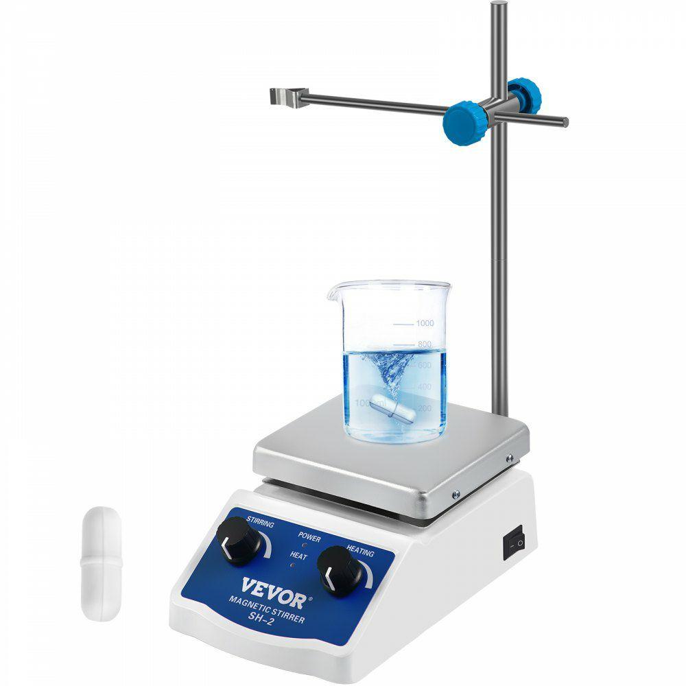 SH-2 Magnetic Stirrer, 0-2000 RPM, 1000ml Mixing Capacity Laboratory Magnetic Stirrer Hotplate w/ Stand, 180W Heating Power 380°C Max Heating Temperature, for Lab Liquid Mixing Heating  |  Mixing & Blending Equipment Lab Mixing & Blending Equipment