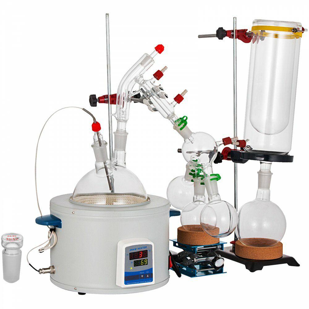 Short Path Distillation Kit 2000ml Distillation Apparatus with Cold Trap and Heating Mantle Max. 380℃ Borosilicate Glass Lab Glassware Lab Distillation Glassware Apparatus with Adjustable Height  |  Mixing & Blending Equipment Lab Mixing & Blending Equipment