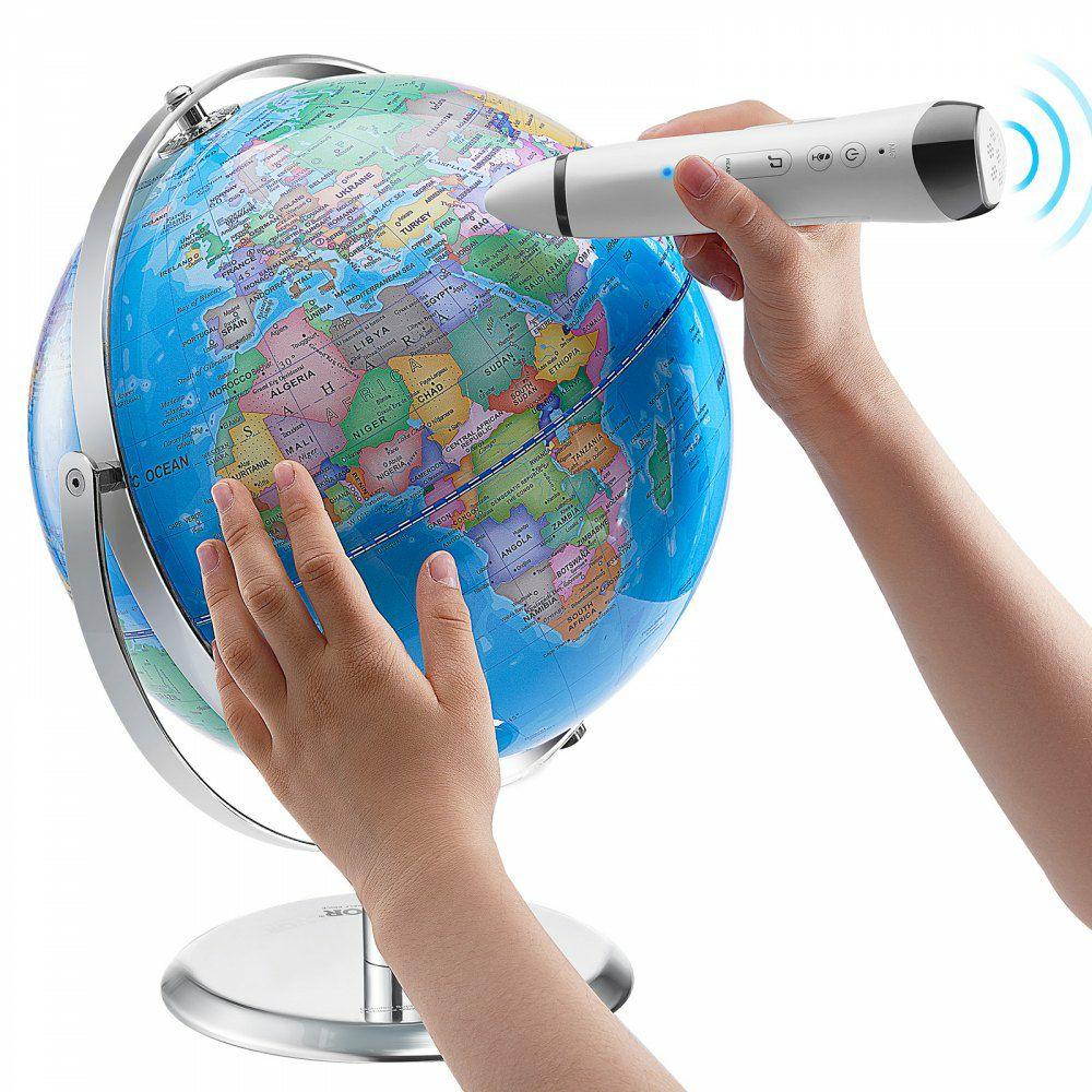 Talking World Globe, 9 in/228.6 mm, Interactive Globe for Kids Early Learning Teaching, Educational Globe with Smart Talking Pen LED Night Light USB Interface, Gifts for Children Boys & Girls  |  Learning & Education Lab Learning & Education