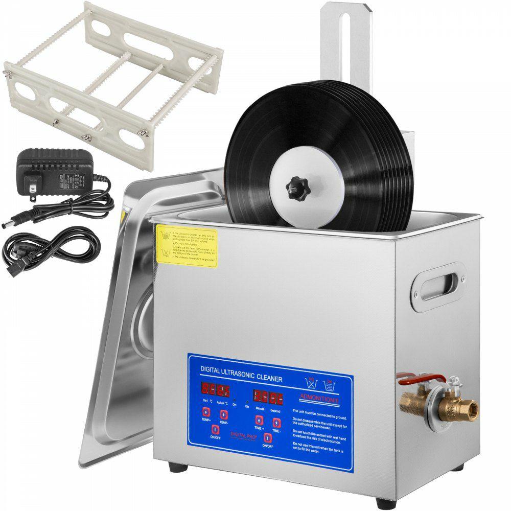 Ultrasonic Cleaner 6L Ultrasonic Vinyl Cleaner 7-12 Inch 8 Records Ultrasonic Vinyl Cleaning Machine 180W Ultrasonic Records Cleaner with Drying Rack for Home Store  |  Cleaning Equipment Cleaning Equipment Cleaning Equipment