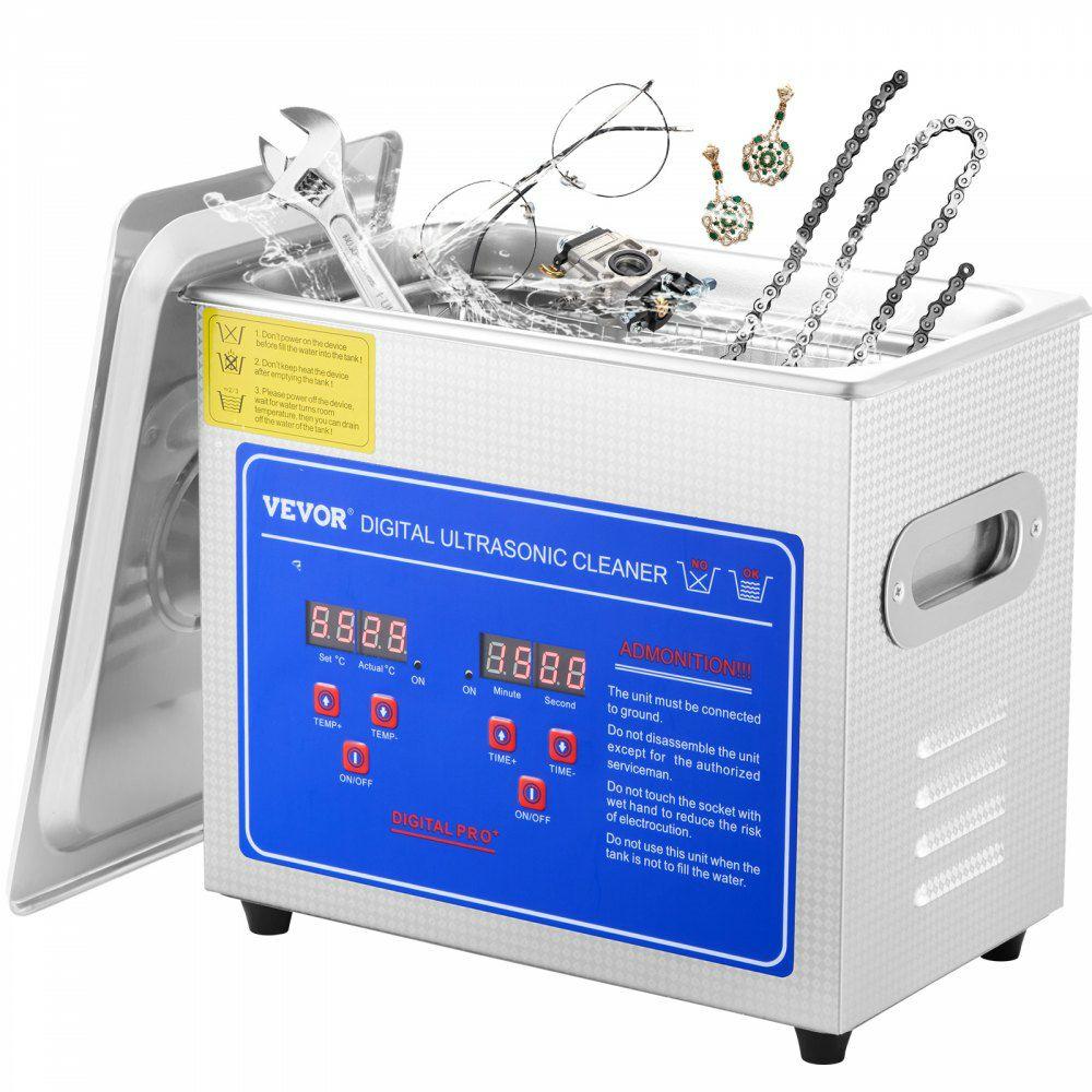 Ultrasonic Cleaner with Digital Timer & Heater, Professional Ultra Sonic Jewelry Cleaner, Stainless Steel Heated Cleaning Machine for Glasses Watch Rings Small Parts Circuit Board (3L)  |  Cleaning Equipment Cleaning Equipment Cleaning Equipment