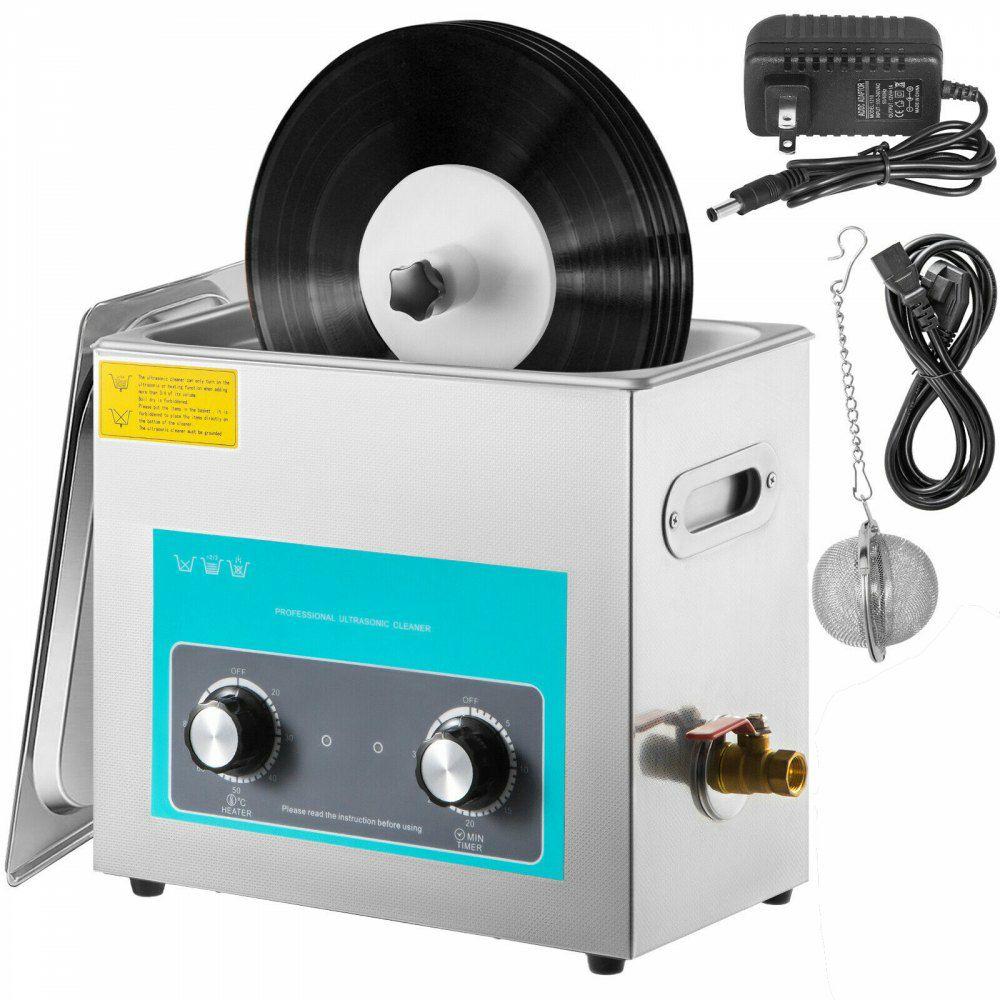 Ultrasonic Vinyl Record Cleaner 6L 40kHz Vinyl Ultrasonic Cleaning Machine Knob Control Record Ultrasonic Cleaner 4 Records Vinyl Sonic Cleaner Stainless Steel Tank w/Mechanical Heater & Timer  |  Cleaning Equipment Cleaning Equipment Cleaning Equipment