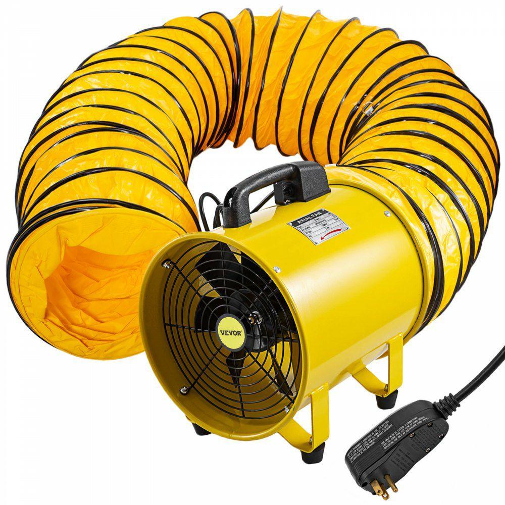 Utility Blower Fan, 12 Inches, 550W 1471 & 2295 CFM High Velocity Ventilator w/ 16 ft/5 m Duct Hose, Portable Ventilation Fan, Fume Extractor for Exhausting & Ventilating at Home and Job Site  |  Portable Utility Blower Heating & Cooling Portable Utility Blower