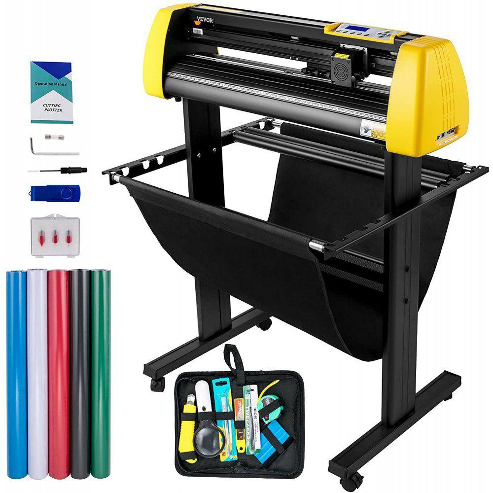 Vinyl Cutter Machine, 34 in / 870 mm Max Paper Feed Cutting Plotter, Automatic Camera Contour Cutting LCD Screen Printer w/Stand Adjustable Force and Speed for Sign Making Plotter Cutter  |  Printmaking Arts & Crafts & Sewing Printmaking