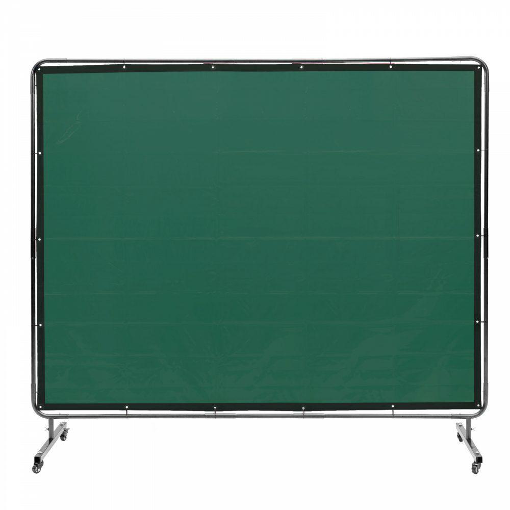 Welding Screen with Frame, 6′ x 8′ Welding Curtain Screen, Flame-Resistant Vinyl Welding Protection Screen on 4 Swivel Wheels (2 Lockable), Moveable & Professional for Workshop/Industrial, Green  |  Welding Safety Equipment Welding Welding Safety Equipment