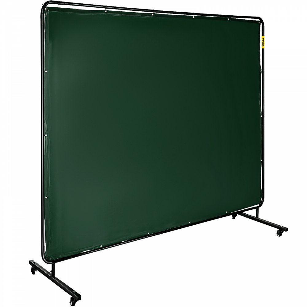 Welding Screen with Frame 8′ x 6′, Welding Curtain with 4 Wheels, Welding Protection Screen Green Flame-Resistant Vinyl, Portable Light-Proof Professional Green |  Welding Safety Equipment Welding Green