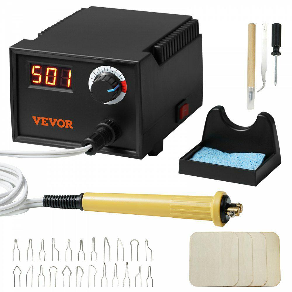 Wood Burning Kit, 200-700°C Adjustable Temperature with Display, Wood Burner with 1 Pyrography Pen, 1 Pen Holder, 23 Wire Nibs, 4 Wood Chip, 1 Tweezers, 1 Screwdriver, 1 Craft Knife,1 Sponge  |  Heat Press Machine Arts & Crafts & Sewing Heat Press Machine