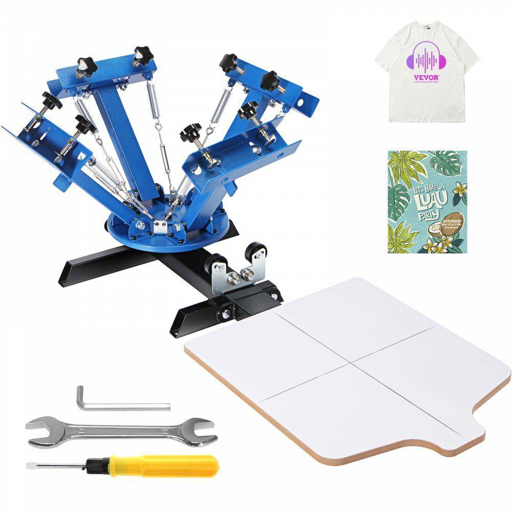 4 Color 1 Station Screen Printing Machine, 21.2×17.7in / 54x45cm Screen Printing Press 360° Rotable Silk, Double-Layer Positioning Pallet for T-Shirt DIY Printing  |  Printmaking Arts & Crafts & Sewing Printmaking