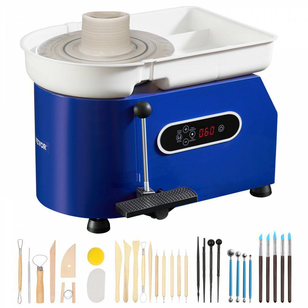 Pottery Wheel, 450W, For Adults and Beginners, 11in Clay Wheel Machine,  Adjustable 60-300RPM Speed Handle and Pedal, ABS Detachable Basin, Accessory Kit for Craft DIY, LCD Touch Screen, Blue  |  Ceramics & Pottery Crafts Arts & Crafts & Sewing Ceramics & Pottery Crafts