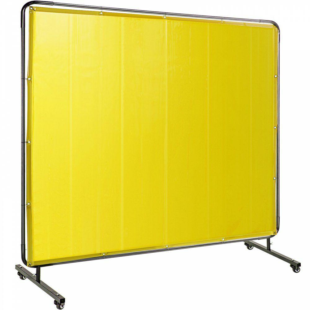 Welding Screen with Frame 8′ x 6′, Welding Curtain with 4 Wheels, Welding Protection Screen Yellow Flame-Resistant Vinyl, Portable Light-Proof Professional Yellow |  Welding Safety Equipment Welding Welding Safety Equipment