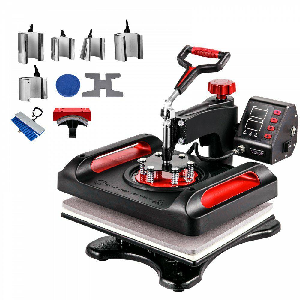 11 in 1 Heat Press, 12 x 15 Inch, Multifunctional Clamshell Printer, Digital Dual-Tube Heat Press Transfer Machine, Swing Away Sublimation Machine for T-Shirt Hat Cap Mug Plate Pen Shoes Black，360° Swing Away Design  |  Printmaking Arts & Crafts & Sewing Heat Press Machine