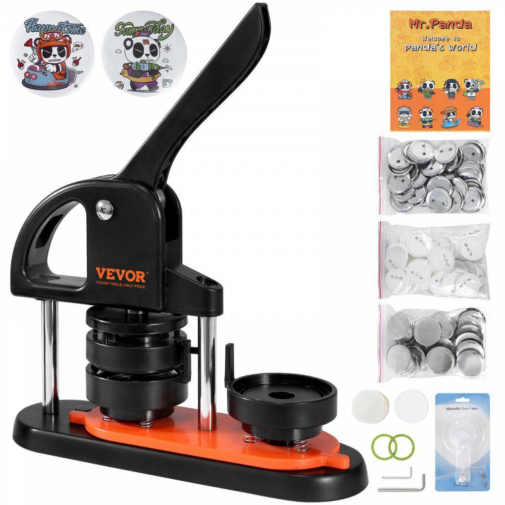 Button Maker Machine, 2.28 inch/58mm Pin Maker with 100pcs Button Parts, Ergonomic Arc Handle Punch Press Kit, Button Maker with Panda Magic Book, For Children DIY Gifts and Christmas  |  Button Maker Arts & Crafts & Sewing Button Maker