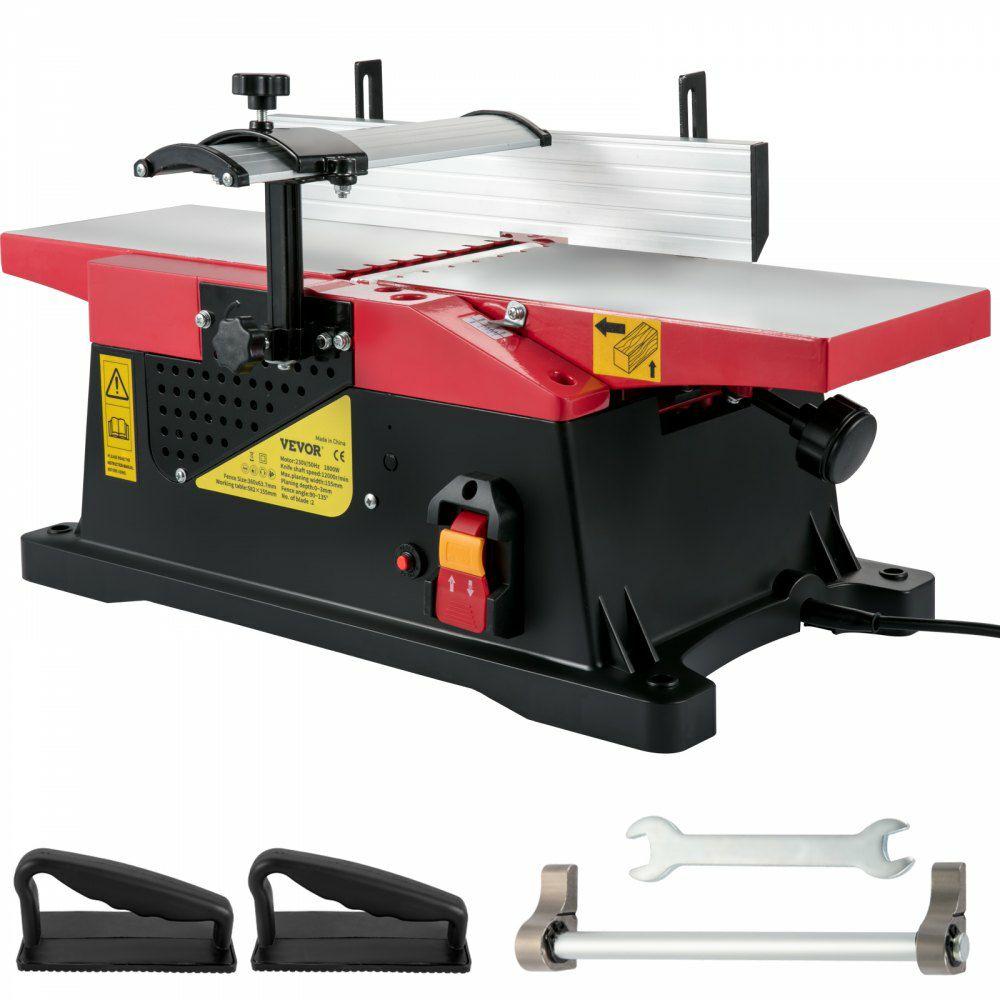 Woodworking Benchtop Jointers 6inch with 1650W Motor,Heavy Duty Benchtop Planer Precise Cutterhead 2000rpm ,2 Push Blocks Fence Depth Scale,Large Aluminum Work Table for Woodworking  |  Planers & Jointers Machining Planers & Jointers