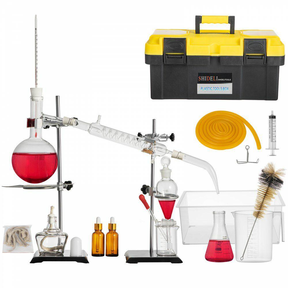 Distillation Apparatus Kit 500ml Essential Oil Distiller Fractional Distillation Kit Lab Glassware Distillation Apparatus Short Path Distillation Kit Organic Chemistry Glassware Kit  |  Glassware & Labware Glassware & Labware Glassware & Labware