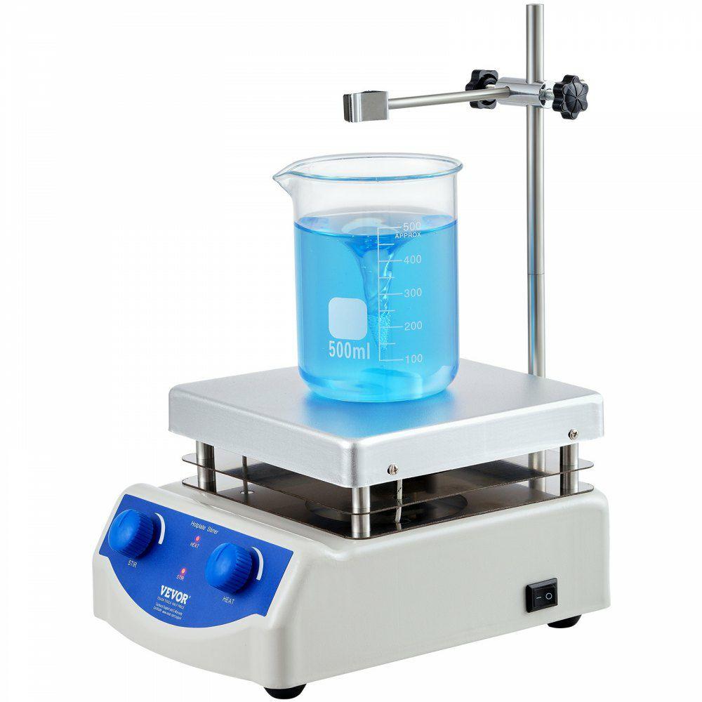 Magnetic Stirrer Hot Plate, Max 716°F/380°C, 0-2000 RPM Hot Plate with Magnetic Stirrer, 3000mL Hot Plate Stirrer, Support Stand and Stir Bars Included, 500W Heating Power  |  Mixing & Blending Equipment Lab Mixing & Blending Equipment