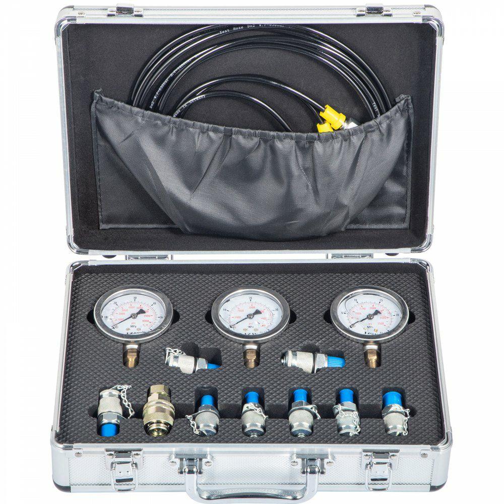 Hydraulic Pressure Test Kit, 25/40/60Mpa/9Couplings, Excavator Parts Hydraulic Tester Coupling Hydraulic Pressure Gauge Kit for Excavator Construction Machinery  |  Hydraulic Equipment Hydraulic Equipment Hydraulic Equipment