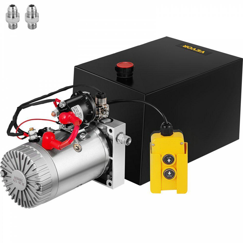 Hydraulic Pump 12 Quart Hydraulic Power Unit Single Acting Hydraulic Power Unit with Steel Reservoir for Dump Trailer Truck Car Lift Unit 12V DC (Steel, 12 Quart Single Acting)  |  Hydraulic Power Unit Hydraulic Equipment Hydraulic Equipment